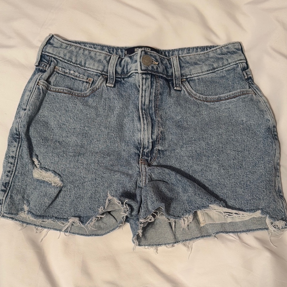 Denim Blue Distressed Women Shorts